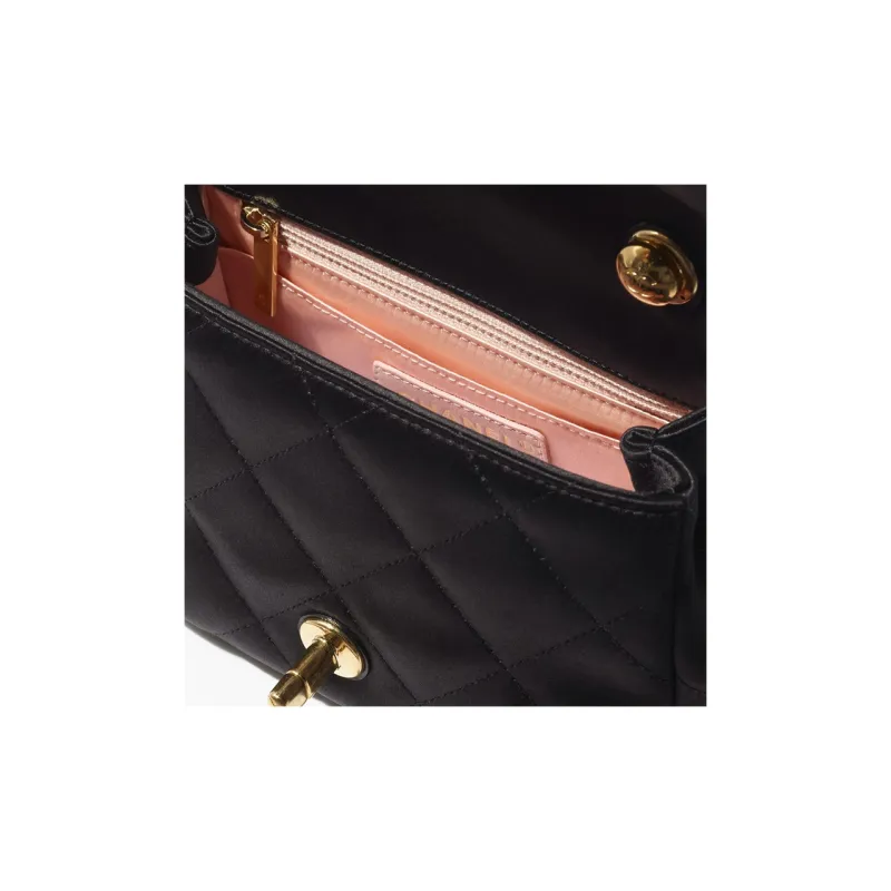 CHANEL Silk Satin Rhinestone Flap Bag, Crossbody Bag, Shoulder Bag Mini Women's Black-2