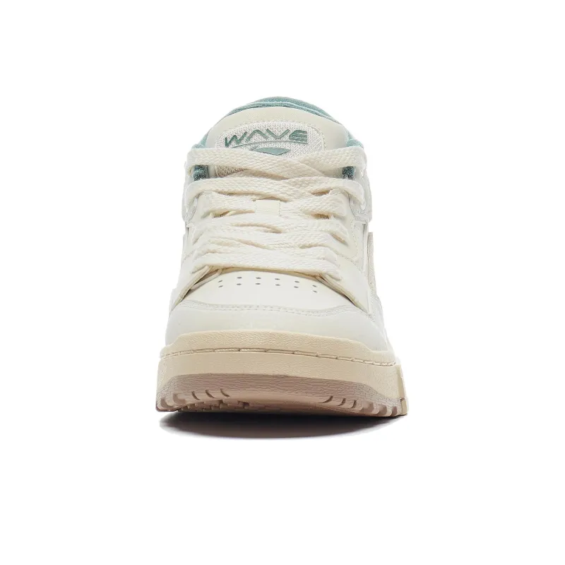 LiNing Wave MID Versatile Vintage Skateboard Shoes Anti Slip Wear Resistant Mid Top Skateboard Shoes Women's Ecru-4