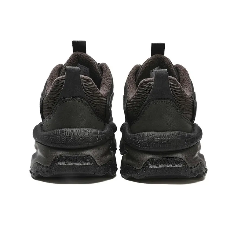 FILA Fusion Cushioned Wear Resistant Breathable Low Top Casual Shoes Men's Black Fleece Lined-5