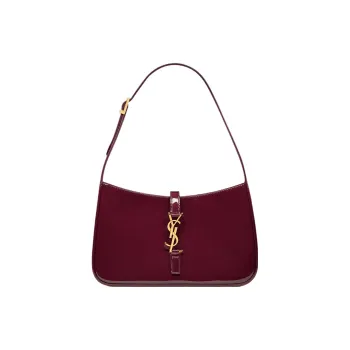 SAINT LAURENT LE5A7 Patent Leather Hobo Bag, Saddle Bag, Handbag, Shoulder Bag Women's Dark Red Wine
