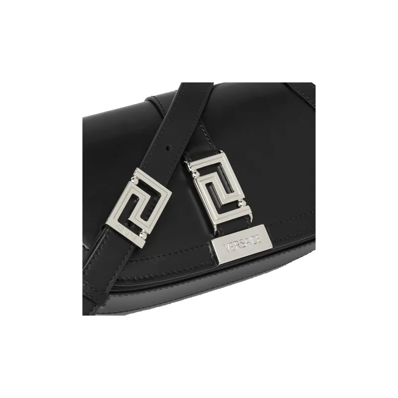 FANSIZHE Greca Goddess Cow Leather Crossbody Bag, Shoulder Bag Women's Black & Silver-4