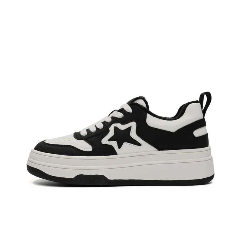 EBLAN Low Top Stylish Skateboarding Shoes Unisex Beige Black-0