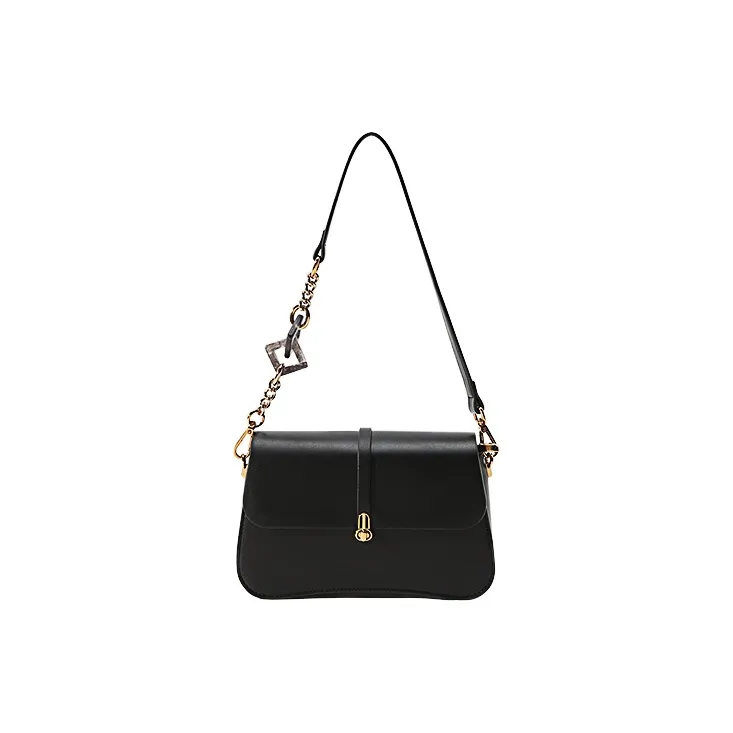 HAWA PU Shoulder Bag Small Square Bag Baguette Bag Crossbody Bag Shoulder Bag Medium Size Women's Black/Ecru/Apricot-0