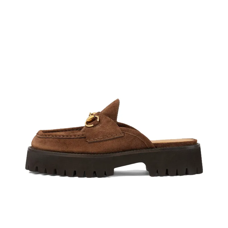 GUCCI Horsebit Wrap toe Slippers Women's Brown-0