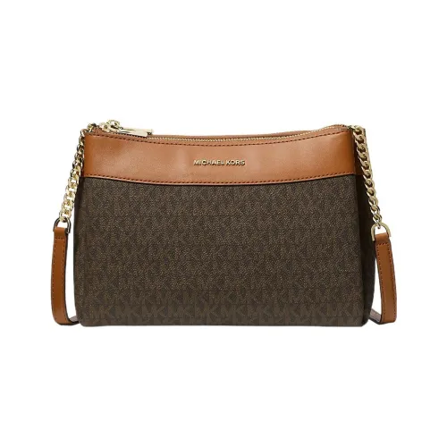 MICHAEL KORS Coated Canvas Shoulder Bag Crossbody Bag Small Size Women's Brown & Acorn