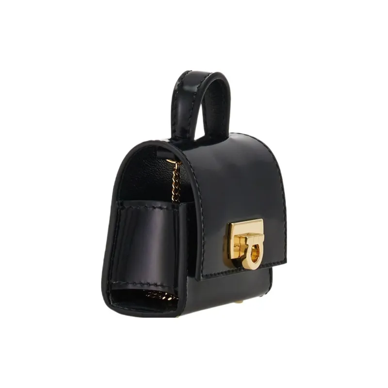 FERRAGAMO Calfskin One Shoulder Crossbody Earphone Cases Women's Black-1