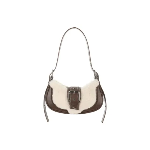 OSOI HOBO BROCLE Goatskin Cow Leather Shoulder Bag, Crossbody Bag Women's Brown