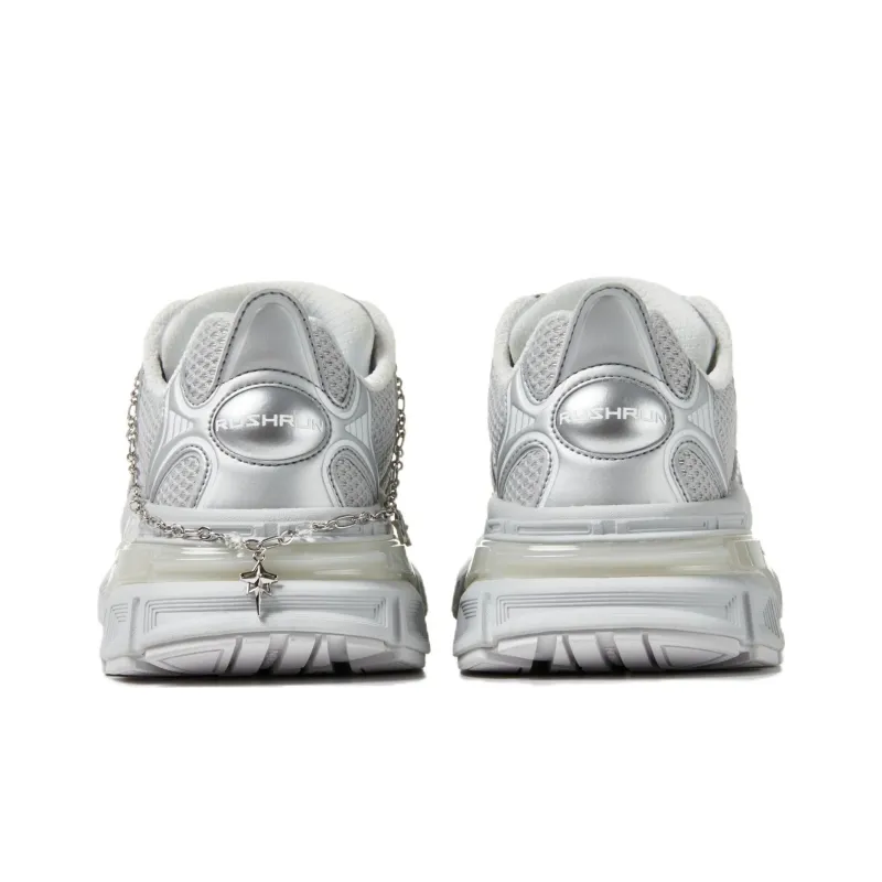 RUSHRUN WAGON 01 Height Increasing Wear Resistant Low Top Chunky Sneakers Unisex Silver Gray-4