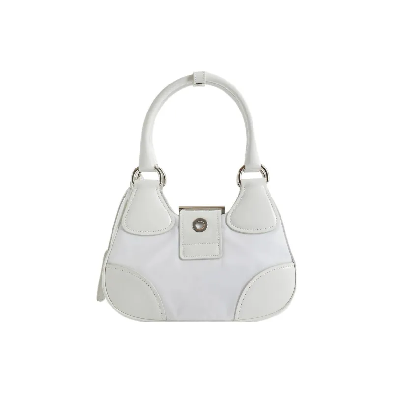 PRADA Moon Series Fabric With Leather Shoulder Bag, Crossbody Bag, Handbag Regular Women's White-2