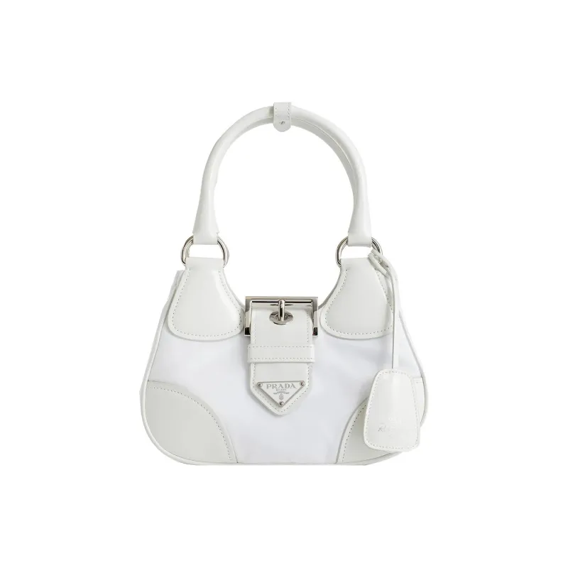PRADA Moon Series Fabric With Leather Shoulder Bag, Crossbody Bag, Handbag Regular Women's White-0