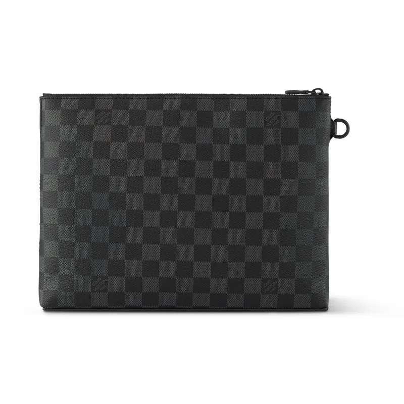 LOUIS VUITTON Canvas With Leather Clutch Men's Black-2