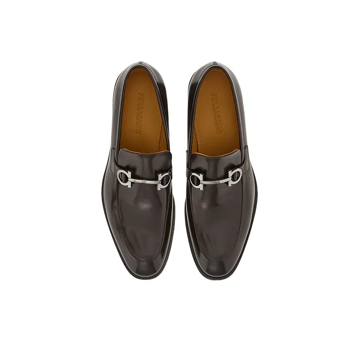 FERRAGAMO Gancini-plaque Leather Loafers-3