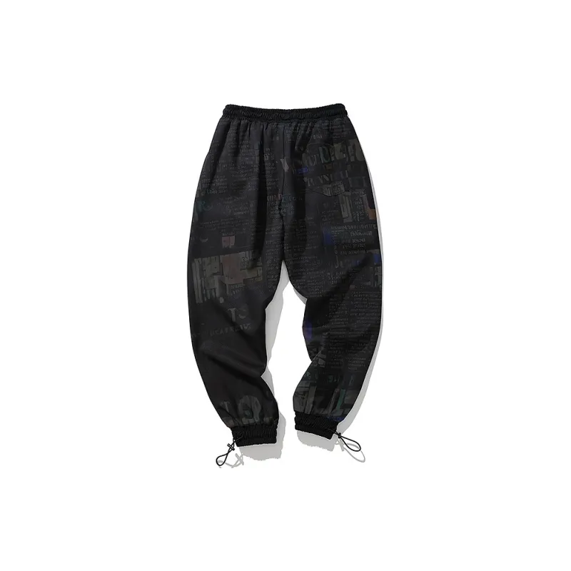 SANSYAS Loose Fit Elastic Cuff Casual Pants Unisex Black-1