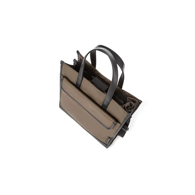 SAMSONITE Nylon Spell PU Tote Bag Shopping Bag Shoulder Bag Crossbody Bag Handbag Unisex Dark Coffee-4
