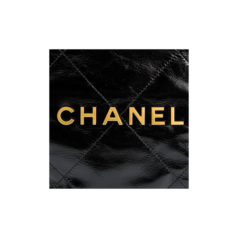 CHANEL 22K Fall And Winter 22Bag Waxed Leather Tote Bag, Shopping Bag, Handbag, Shoulder Bag Women's Black-4
