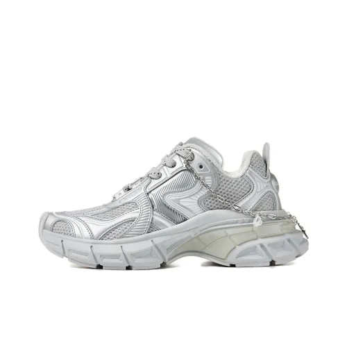 RUSHRUN WAGON 01 Height Increasing Wear-Resistant Low-Top Chunky Sneakers Unisex Silver Gray