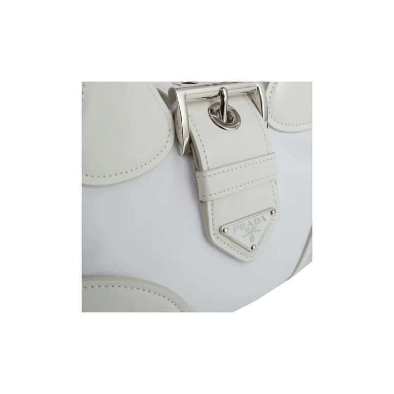 PRADA Moon Series Fabric With Leather Shoulder Bag, Crossbody Bag, Handbag Regular Women's White-3