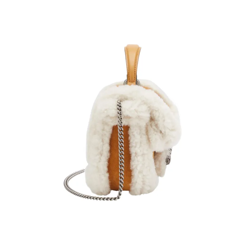 GUCCI Dionysus Shearling Combo Suede Shoulder Bag Crossbody Bag Handbag Mini Women's Light Brown-2