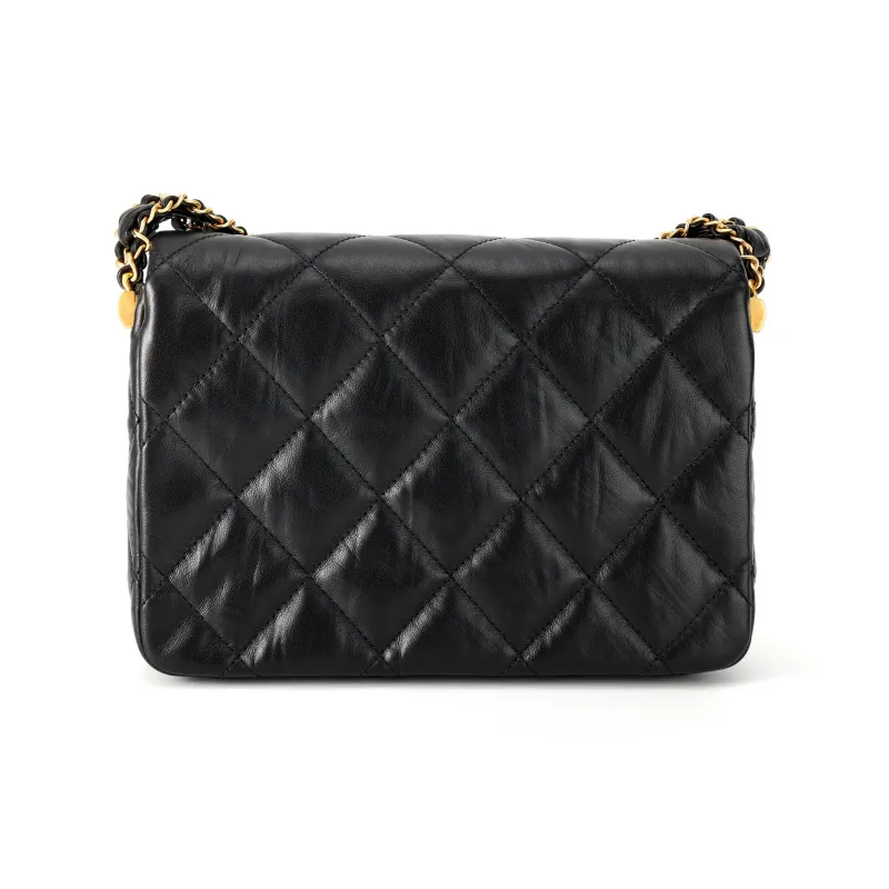 CHANEL Cow Leather Tofu Bag, Hobo Bag, Shoulder Bag, Crossbody Bag Women's Black-2
