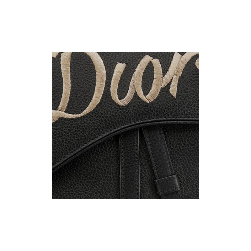 DIOR SaddleCD Diamond Grained Calfskin Crossbody Bag Fanny Pack Shoulder Bag Chest Bag Men's Black-4