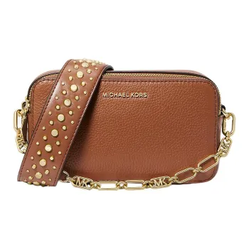 MICHAEL KORS Jet Set Litchi Grain Leather Camera Bag, Shoulder Bag, Crossbody Bag Trumpets Women's Brown
