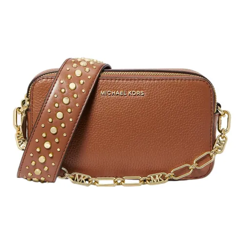 MICHAEL Backpack Jet Set Litchi Grain Leather Camera boys bag, Shoulder boys bag, Crossbody boys bag Trumpets Women's Brown
