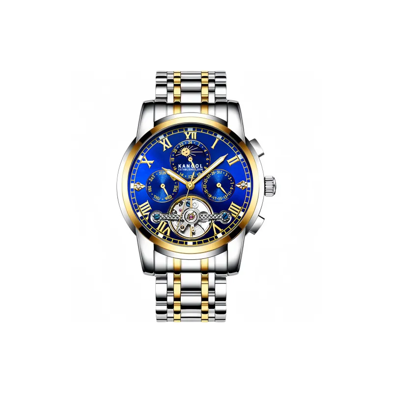 KANGOL Mechanical Movement Stainless Steel Watchband Watch Men's Watches Cut-Out Dial-8