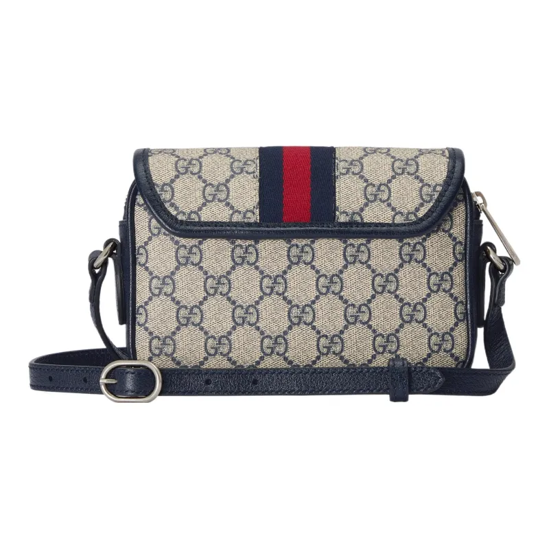 GUCCI Ophidia Canvas With Leather Binding Messenger Bag Canvas Bag Crossbody Bag Shoulder Bag Women's Beige & Blue-3