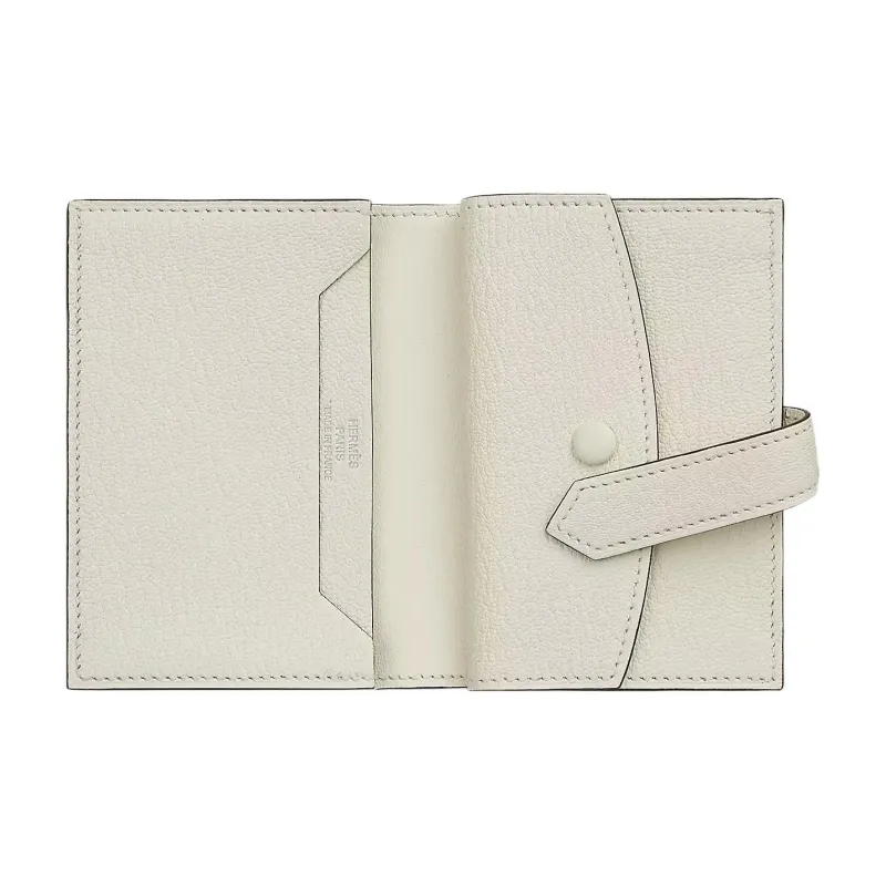 HERMES Bearn Mysore Goat Skin Wallet Mini Women's 0T Mushroom White-1