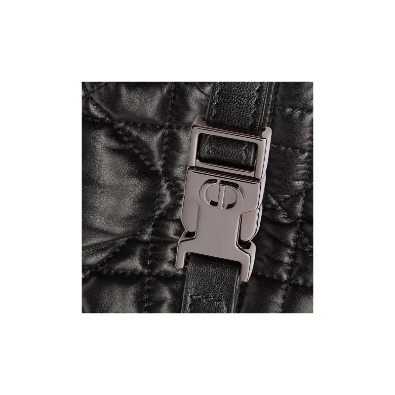 DIOR Cow Leather Clutch Medium Size Women's Black Silver-3
