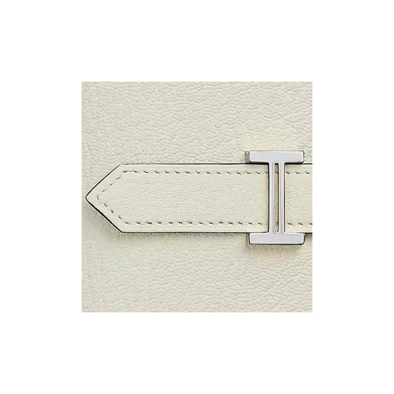 HERMES Bearn Mysore Goat Skin Wallet Mini Women's 0T Mushroom White-2