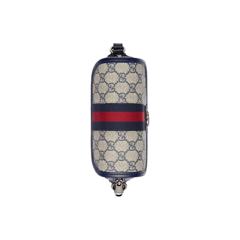 GUCCI Ophidia Canvas With Leather Binding Messenger Bag Canvas Bag Crossbody Bag Shoulder Bag Women's Beige & Blue-5