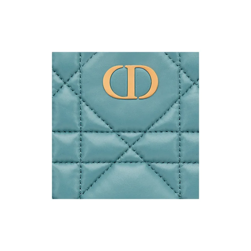 DIOR Caro Cow Leather Clutch Large Size Women's Sky Blue-4