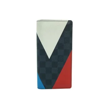 LOUIS VUITTON Brazza Damier Cobalt Regatta Canvas Wallet Unisex Multicolor