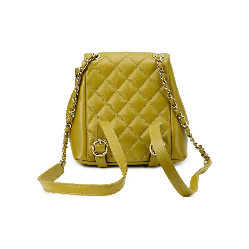 CHANEL Calfskin Backpack Trumpets Women's Green-2