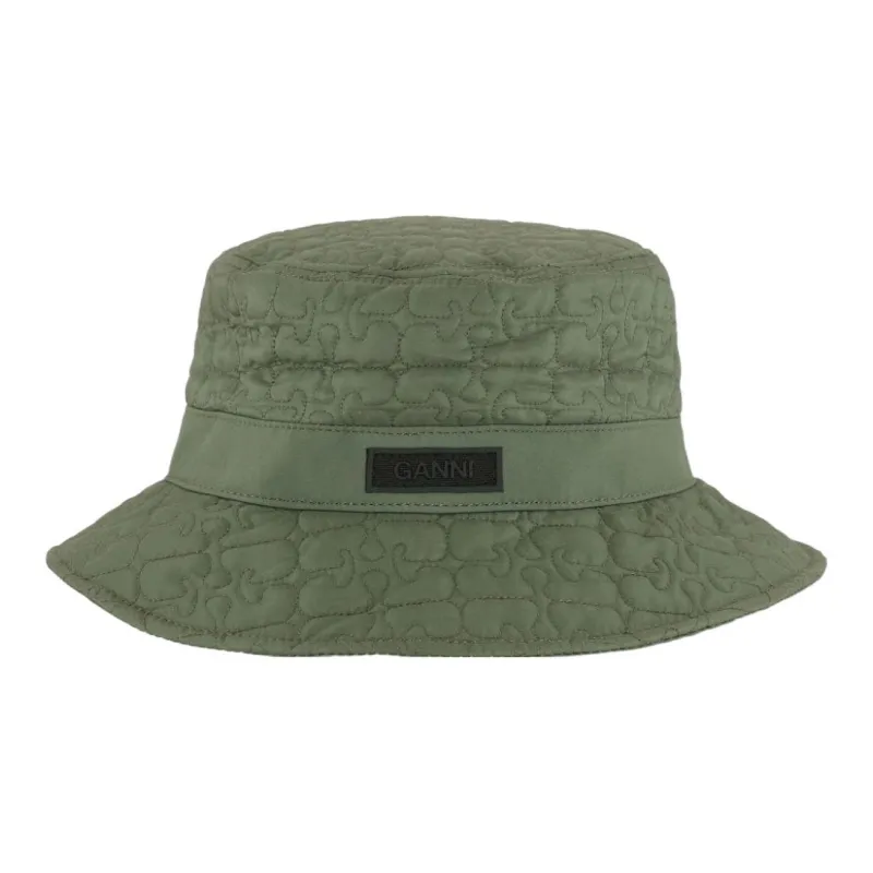 GANNI Logo patch Quilted Bucket Hat-1