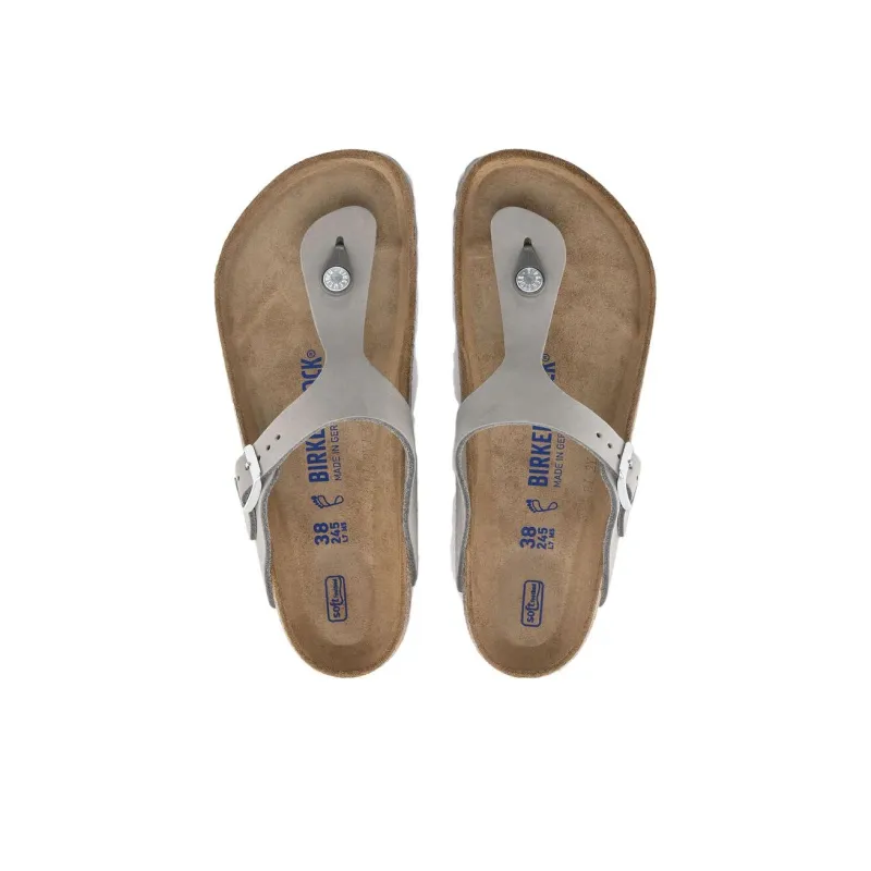 Birkenstock Gizeh Soft Footbed Flip Flops Women's Gray Narrow Fit-3