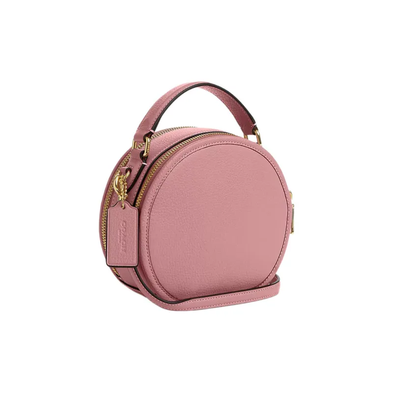 COACH Canteen High-Quality Pebbled Leather Handbag Shoulder Bag Crossbody Bag Small Size Women's Pink-1