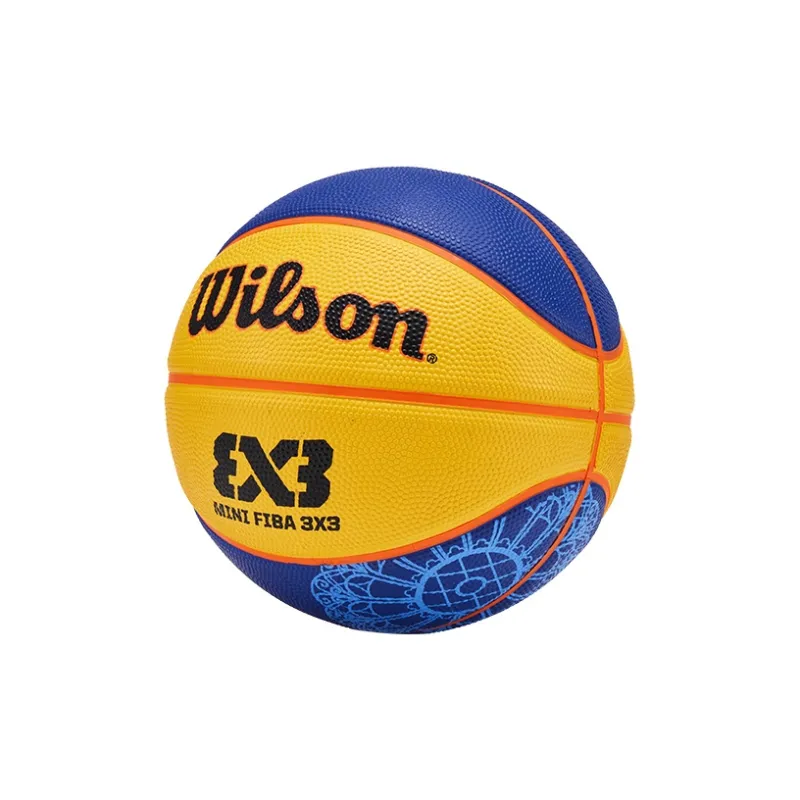 Wilson Rubber Basketball Blue Yellow Size 3 Ball Training Unisex-3