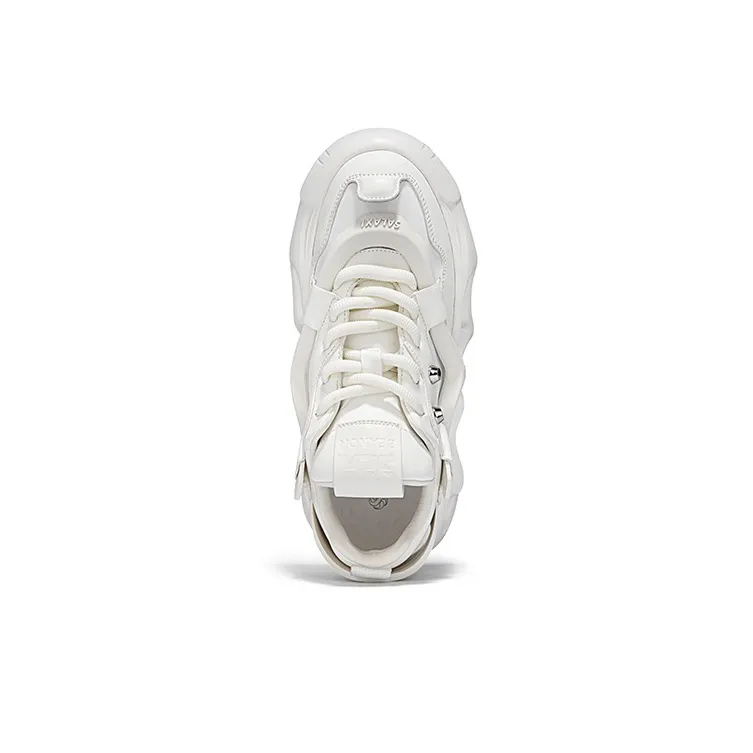 SALAXI Low Top Chunky Sneakers Unisex Pure White-4