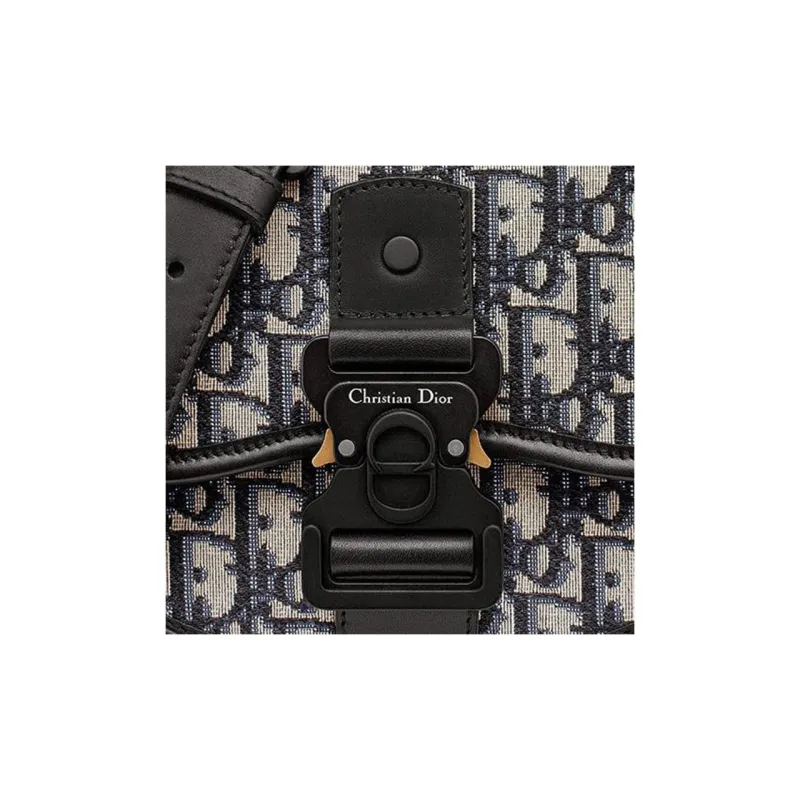 DIOR GallopOBLIQUE Jacquard Fabric Patchwork Cow Leather Messenger Bag Shoulder Bag Crossbody Bag Men's Beige & Black-6