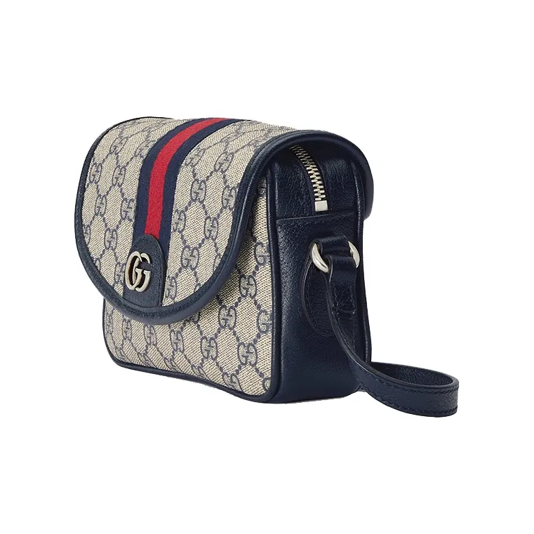 GUCCI Ophidia Canvas With Leather Binding Messenger Bag Canvas Bag Crossbody Bag Shoulder Bag Women's Beige & Blue-1