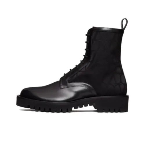 Valentino Garavani Toile Iconographe Leather Combat Boots