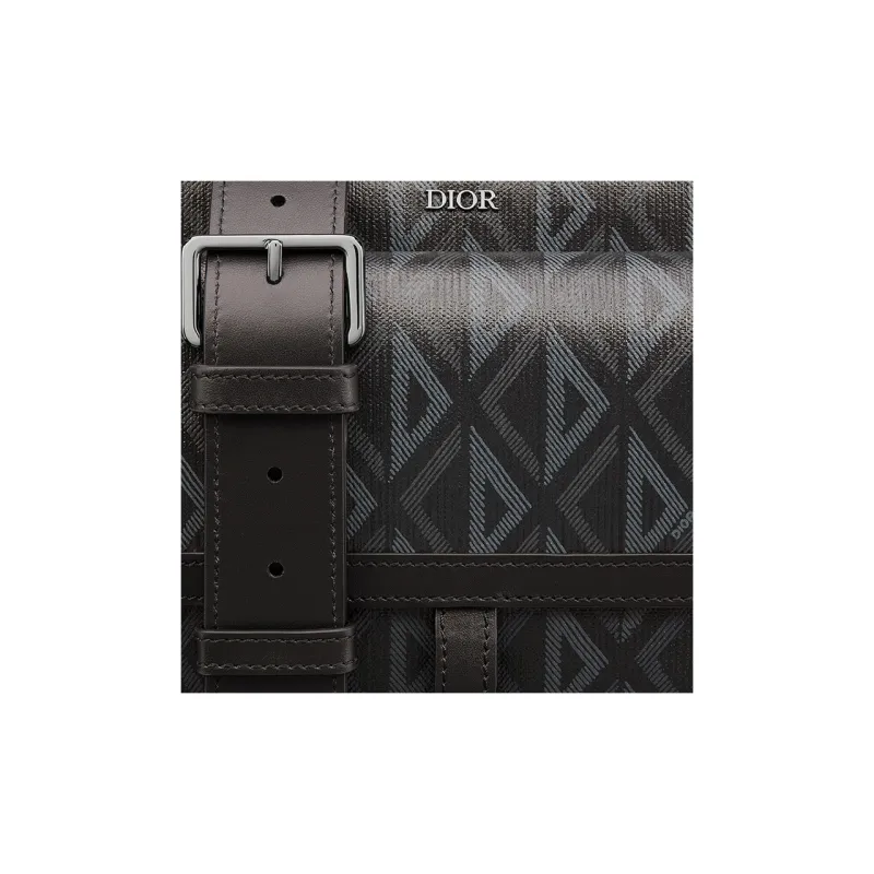 DIOR CD Diamond Canvas With Smooth Calfskin Messenger Bag Handbag Shoulder Bag Crossbody Bag Men's Black-5