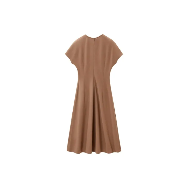 OVV Long Sleeved Dresses Women's Camel Solid Color A3-1