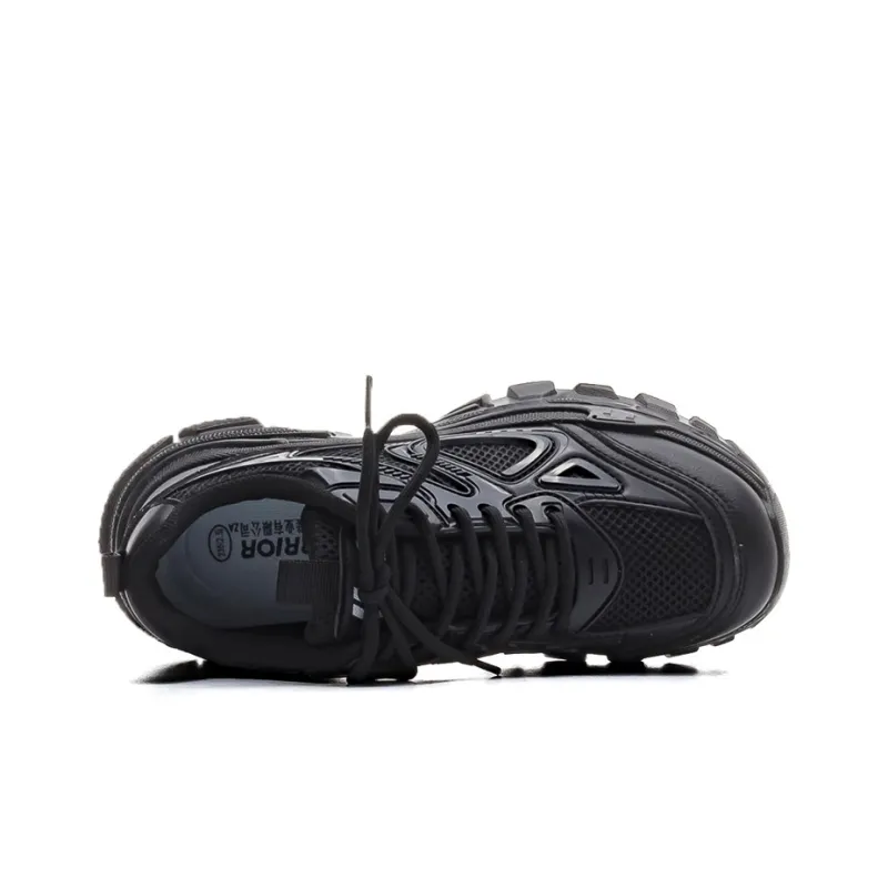 Warrior Warrior Height Increasing Wear Resistant Slip Resistant Low Top Chunky Sneakers Women's Black-2