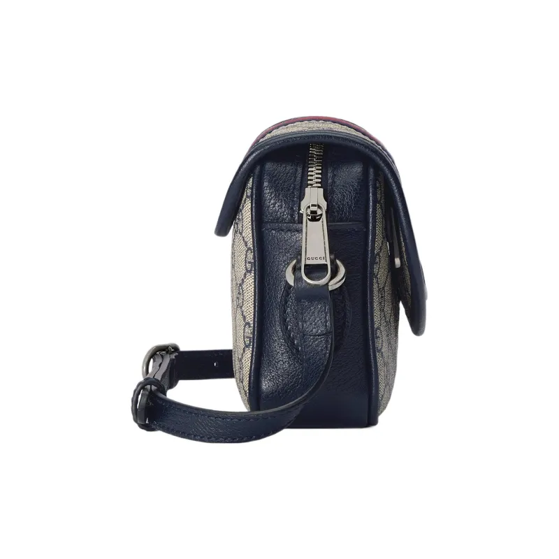 GUCCI Ophidia Canvas With Leather Binding Messenger Bag Canvas Bag Crossbody Bag Shoulder Bag Women's Beige & Blue-2