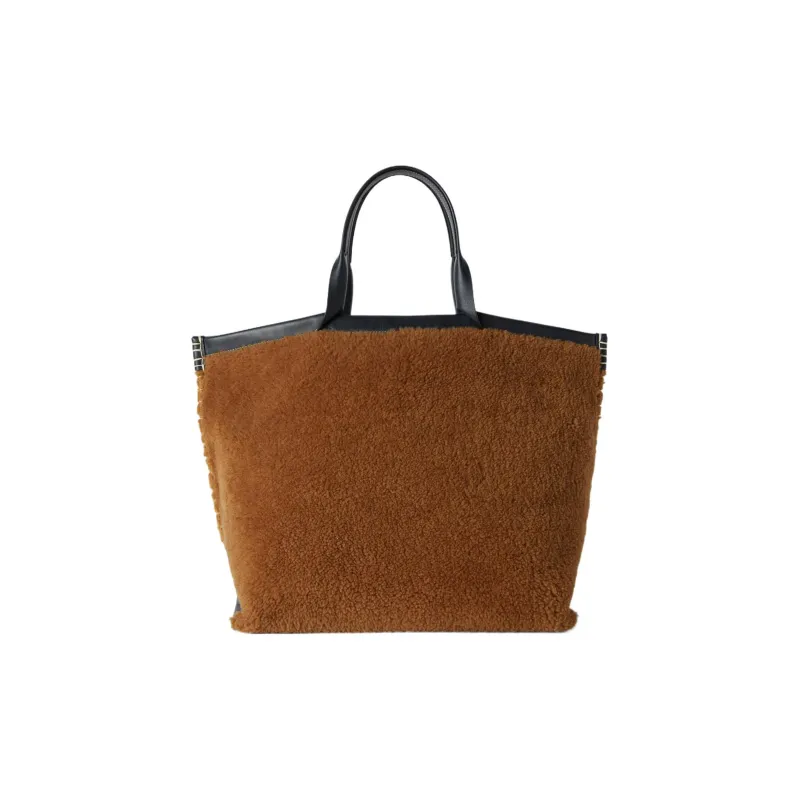 Loro Piana Shearling Tote Bag Shopping Bag Handbag Regular Women's Latte Brown PinYuan Tree Rainforest-0