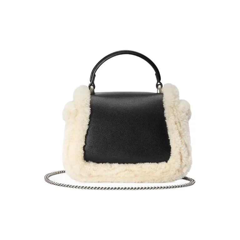 GUCCI Dionysus Shearling Bonded Leather Shoulder Bag Crossbody Bag Handbag Mini Women's Black-3