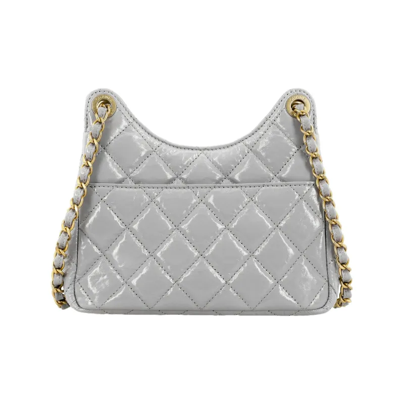 CHANEL Cow Leather Hobo Bag, Shoulder Bag, Crossbody Bag Trumpets Women's Gray-2